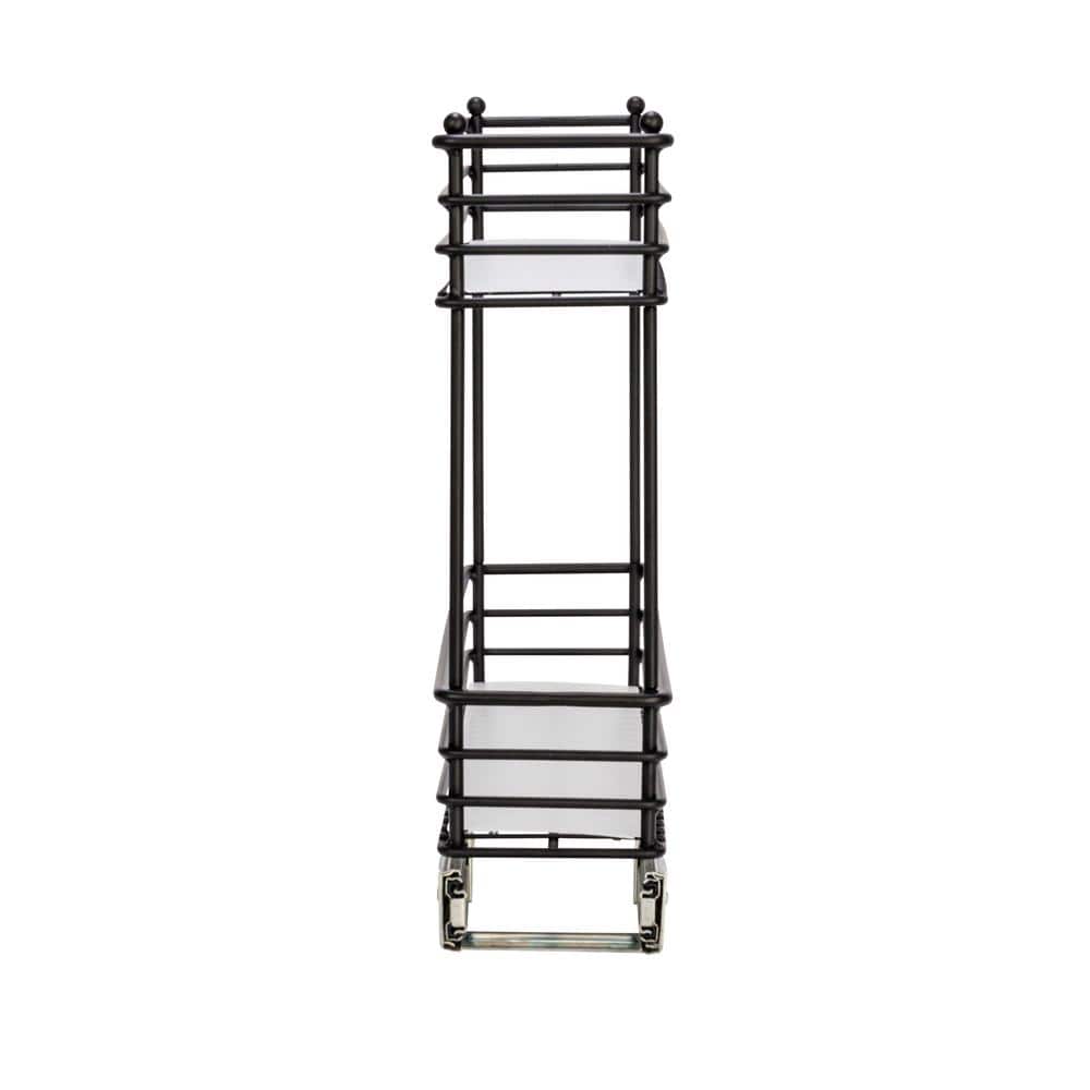Black 2-Tier Steel Sliding Cabinet Organizer with Plastic Liners