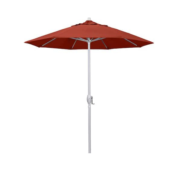 California Umbrella 7.5 ft. Matted White Aluminum Market Patio Umbrella Auto Tilt in Red Pacifica Premium