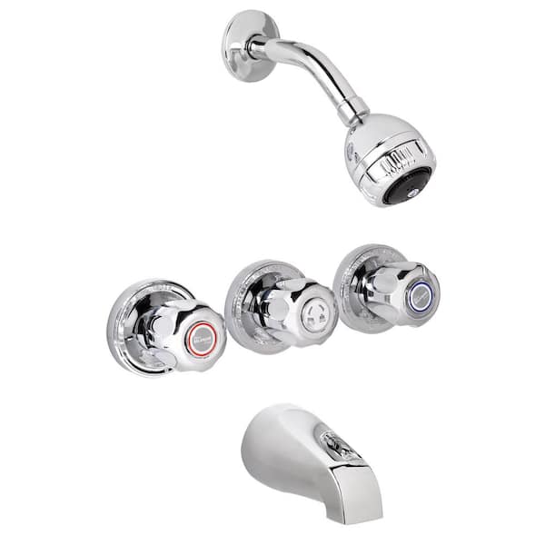 KEENEY Belanger 3-Handle 2-Spray Tub and Shower Faucet in Polished Chrome (Valve Included)