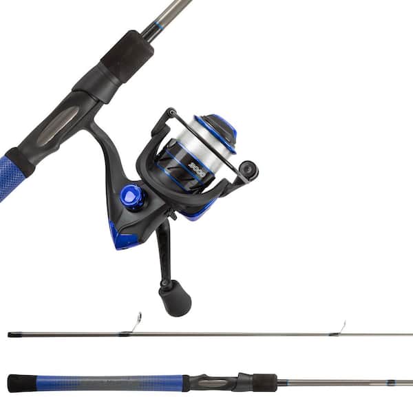 Trademark Games Blue Carbon Fiber Fishing Rod and Reel Combo - Portable 3-Piece Pole with 3000 Aluminum Spinning Reel
