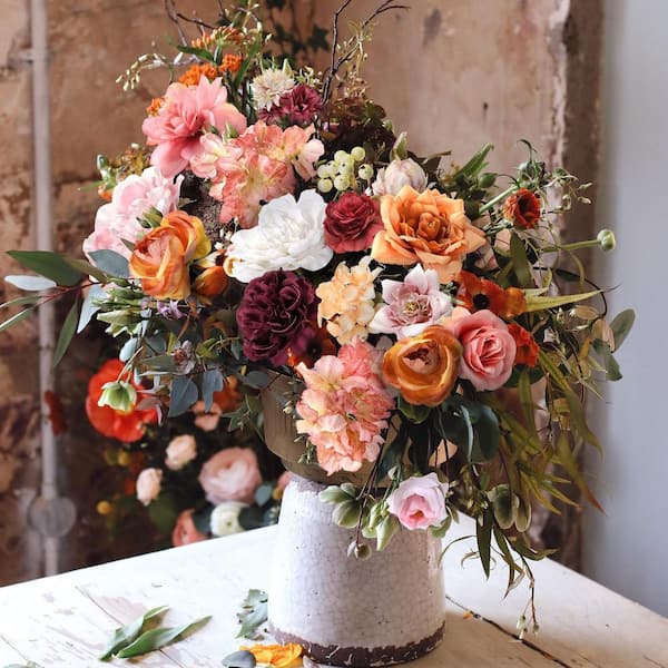 Unbranded 7.8 in. Red Pink Artificial Rose Flowers Combo Box