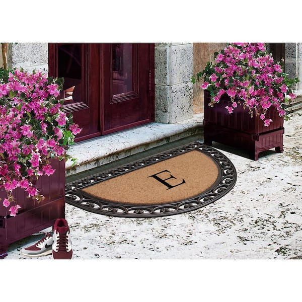 A1 Home Collections A1HC Paisley Black 30 in. x 60 Rubber and Coir  Monogrammed E Durable Outdoor Entrance Door Mat A1HC200113-E - The Home  Depot