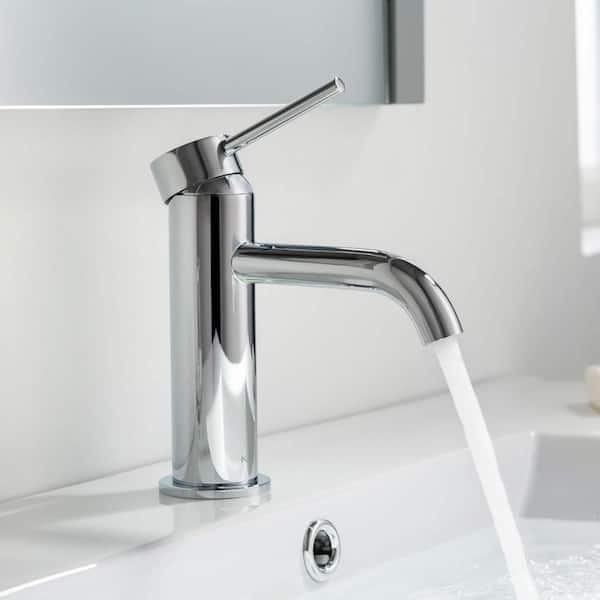 Single Handle Lever Handle Single Hole Bathroom Sink Faucet with Supply Lines and Adjustable Flow Rate in Chrome