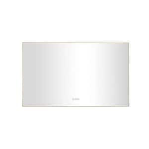 60 in. W x 36 in. H Large Rectangular Aluminium Framed LED Light Wall Mounted Bathroom Vanity Mirror in Gold