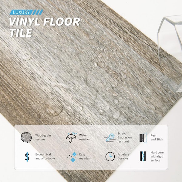 36pcs Peel and Stick Floor Tile,Vinyl Wood Plank,Easy DIY Self-Adhesive  Flooring, 54 Sq.Ft