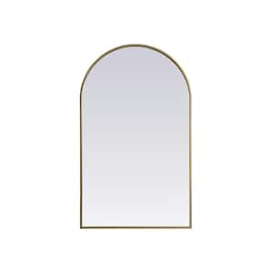 Simply Living 40 in. W x 24 in. H Arch Metal Framed Brass Mirror