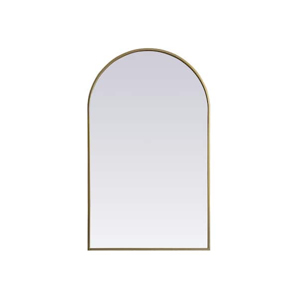 Unbranded Simply Living 24 in. W x 40 in. H Arch Metal Framed Brass Mirror