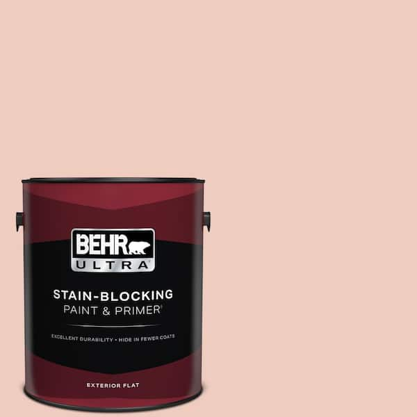 BEHR ULTRA 1 gal. #200E-2 Salmon Tint Flat Exterior Paint & Primer