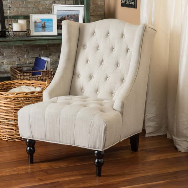 Noble House Toddman Light Beige Polyester High Back Club Chair 5311 