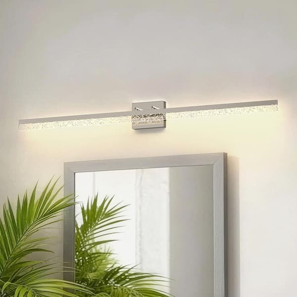 48in. LED Modern Linear Vanity Light with Integrated LED, 3CCT Dimming, and Sand Nickel Finish