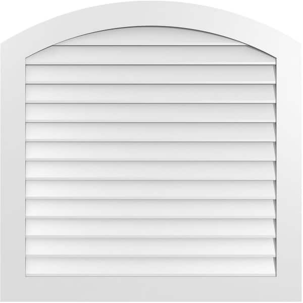 42 in. x 42 in. Arch Top Surface Mount PVC Gable Vent: Functional with Standard Frame