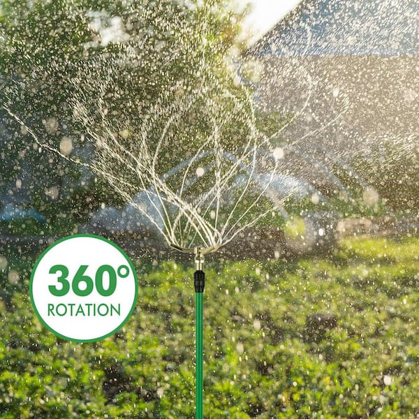 OGETFUUR 3-Arm Sprinkler with Adjustable Telescoping Base, 360