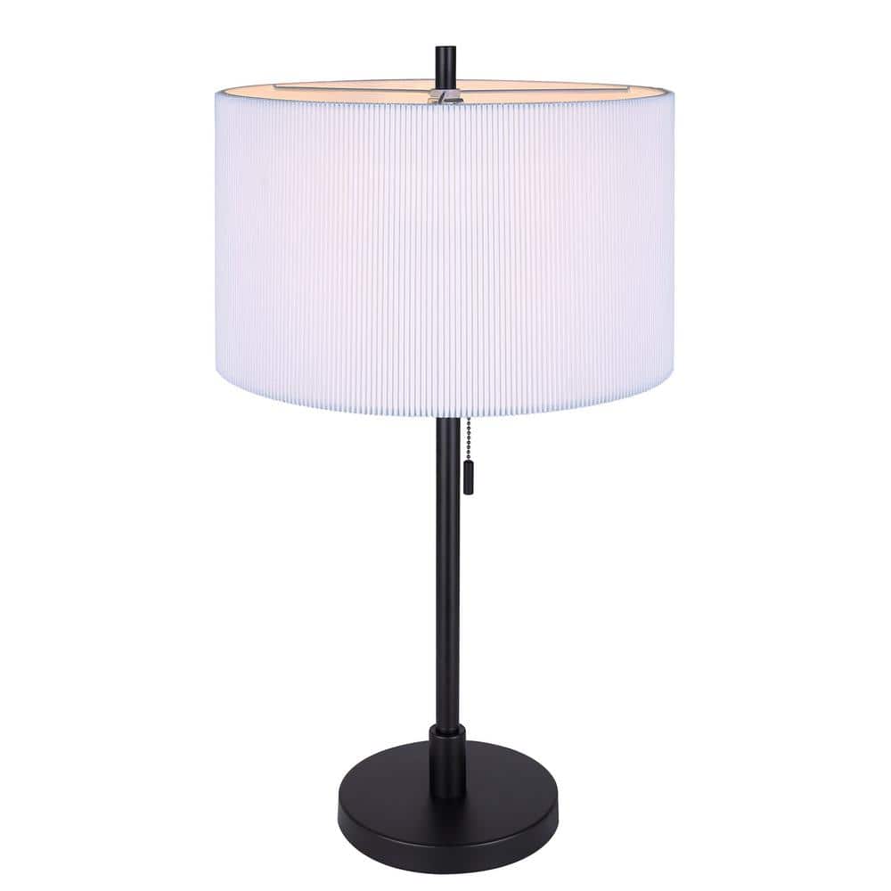 Carmynn 24.25 in. Black Table Lamp with White Ribbed Fabric Shade and Pull Chain Switch price history on PriceWatchPro