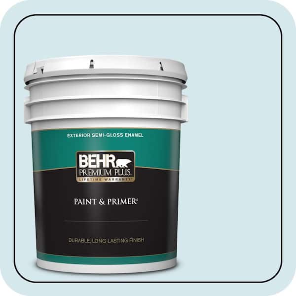 BEHR PREMIUM PLUS 5 gal. #S490-1 Permafrost Semi-Gloss Enamel Exterior Paint & Primer