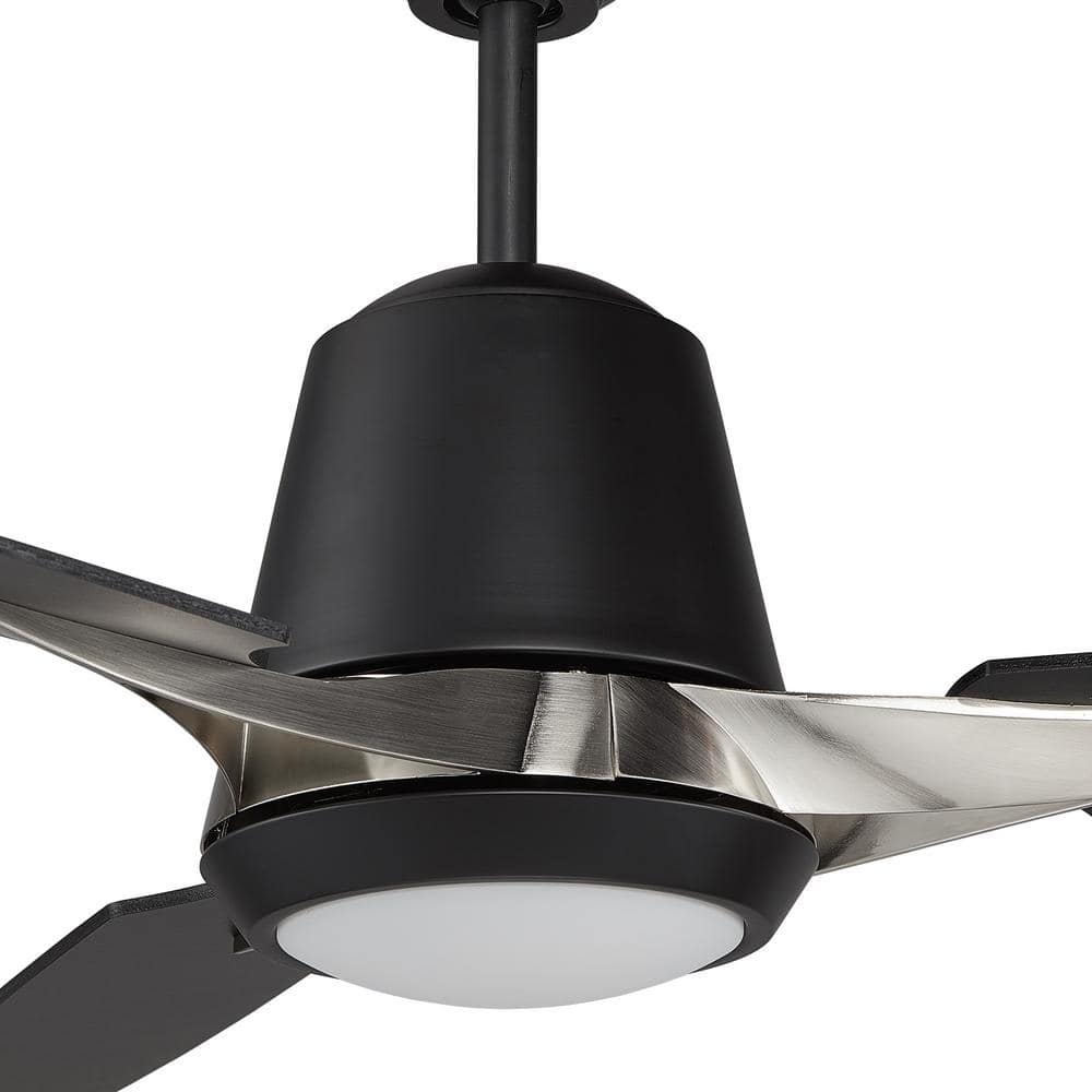 52'' Black Plywood Blade Smart Ceiling Fan with LED Light