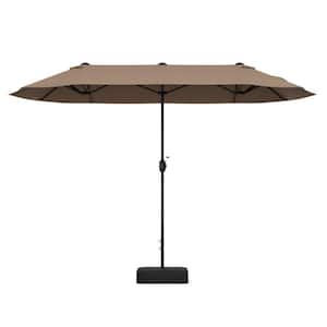 13 ft. Metal Double-Sided Market Patio Umbrella in Tan