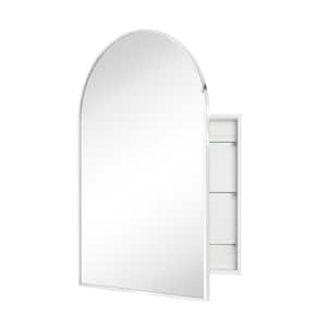 20 in. W x 30 in. H Arched Metal Framed Recessed and Surface Medicine Cabinet with Mirror in chrome