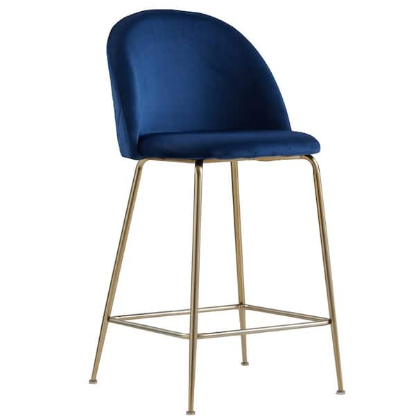 Best Master Furniture Miramar 39 in. H Blue Velvet Metal Counter Height ...