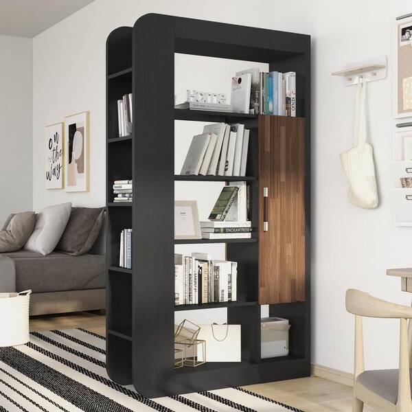America Baltra 70 87 In Black 13 Shelf, Dark Grey Bookcase With Doors
