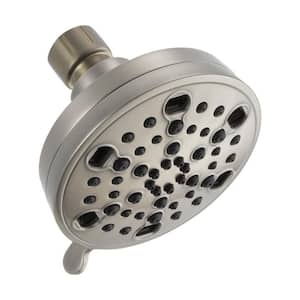 5-Spray 4 in. Single Wall Mount Fixed H2Okinetic Shower Head in Brushed Nickel