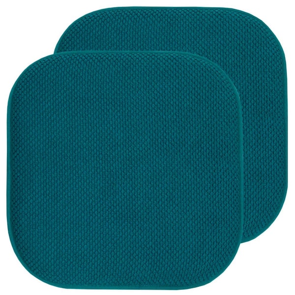 Sweet Home Collection Honeycomb Memory Foam 16 in. x 16 in. Square Non-Slip Indoor/Outdoor Chair Seat Cushion, Blue (2-Pack)
