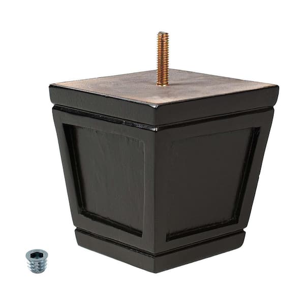 American Pro Decor 4 in. x 4 in. Stained Espresso Solid Hardwood Square Bun Foot