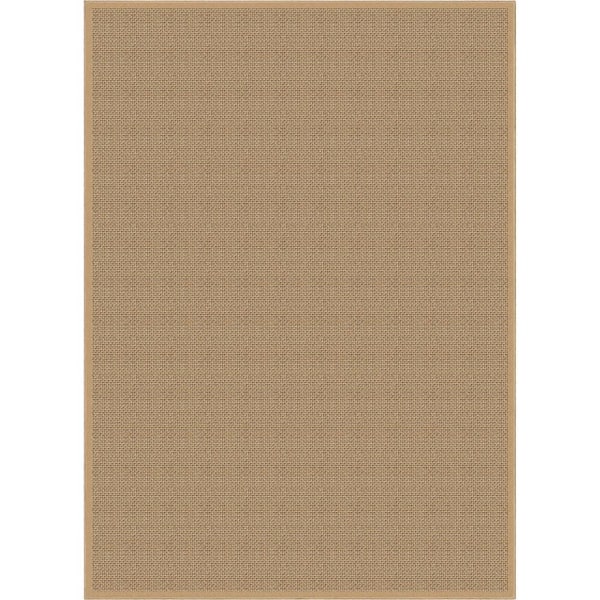 Beige 5 ft. x 7 ft. Flat-Weave Well-Jute Printed Shiba Farmohouse Solid Area Rug