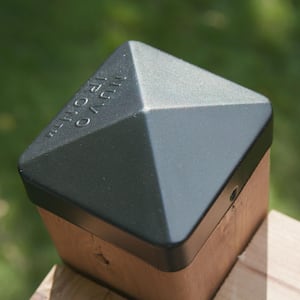 Easy-Cap 4 in. x 4 in. Black Galvanized Steel Pyramid Post Cap (6-Pack)