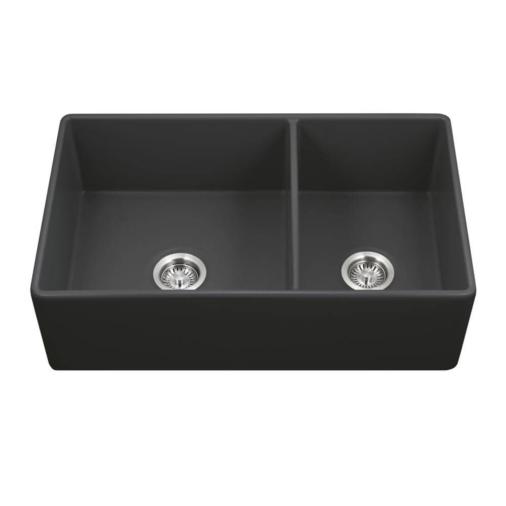 Latoscana 33 Fireclay Farmhouse Sink, 60/40 Double Bowl, White, LTD33 –  The Sink Boutique