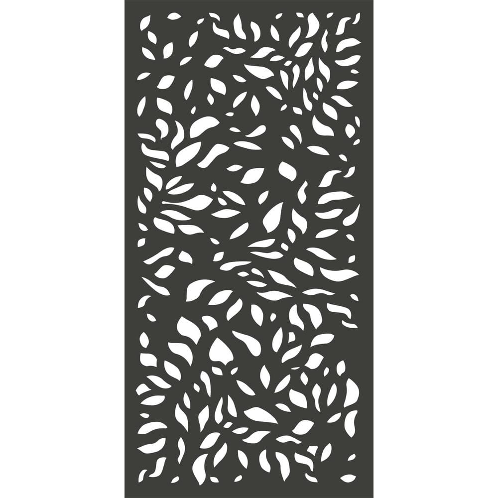 Charcoal Grey Botanical Design Composite Privacy Fence Panel