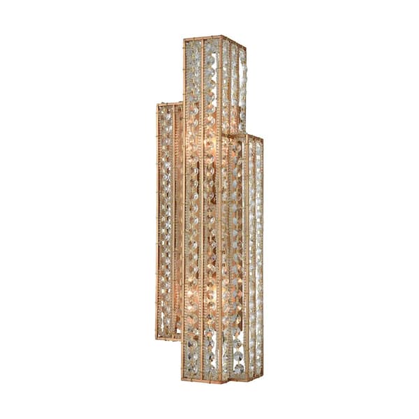 Titan Lighting Lexicon 2-Light Matte Gold with Clear Crystal Sconce