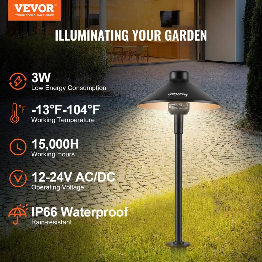 VEVOR 8-Pack Black Aluminum LED Pathway Lights with Quick Connectors