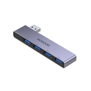 1 Amp 4 Outlet Splitter USB Hub Splitter Ultra-Slim Data USB Hub - Multi USB Port Expander in Gray