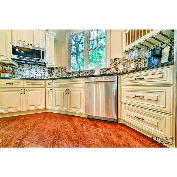 LIFEART CABINETRY Princeton Assembled 33 in. x 34.5 in. x 24 in. Base Lazy Susan Cabinet in Creamy White