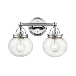 Abby 15.25 in. 3-Light Chrome Vanity Light with Clear Seeded Glass