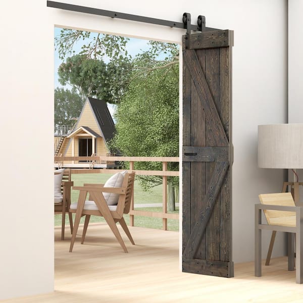 ISLIFE K Style 24in. x 84in.(12 in. x 84 in. x 2-Panels)Smoky Gray Solid Wood Bi-Fold Door With Hardware-Assembly Needed