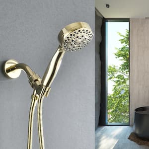5-Spray Settings Wall Mounted Handheld Shower Head with 2.5 GPM, High Pressure Hand Shower in Polished Gold