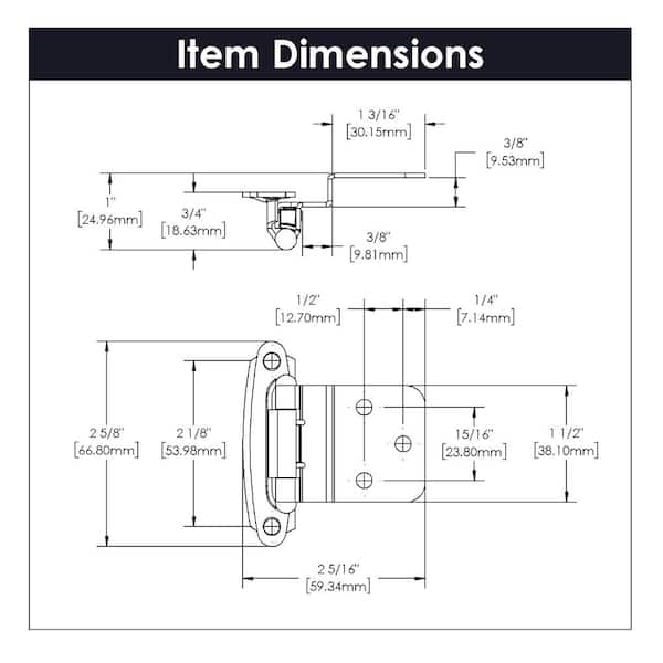3/8 in. Inset Black Iron Self-Closing Hinge (2-Pack)