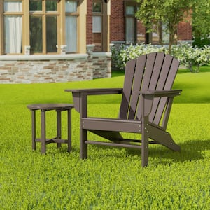 Mason 18 in. Dark Brown Poly Plastic Fade Resistant Outdoor Patio Round Adirondack Side Table