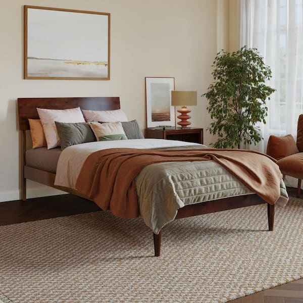 AFI Bradford Walnut Brown Wood Frame Twin XL Platform Bed with