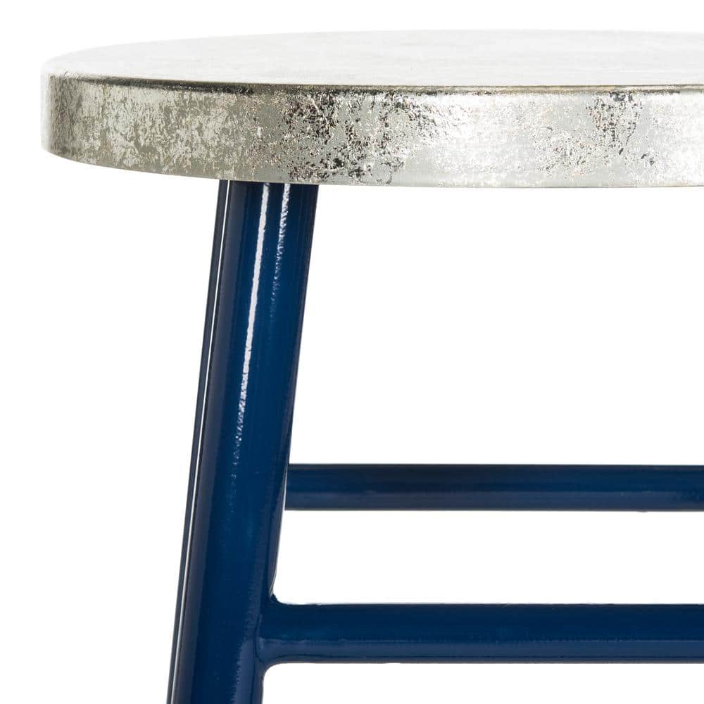 Transitional Blue and Silver Metal Counter Stool 24"