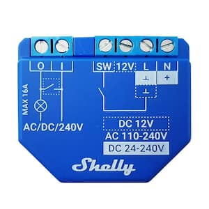 Plus 1 UL, UL-certified WiFi-operated smart relay, 1 channel 15A with dry contacts