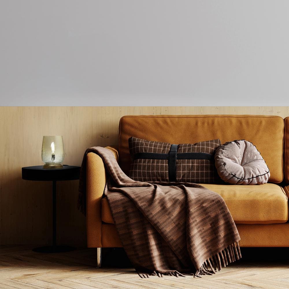 Bronze Stacked Base Table Lamp with Smokey Taupe Glass Shade