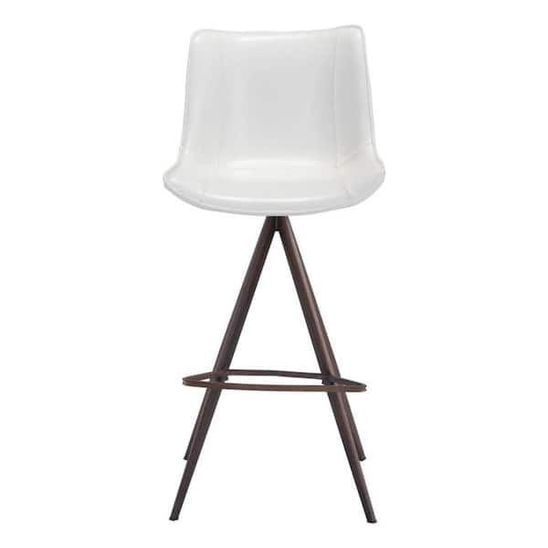 HomeRoots 29.1 in. White Low Back Metal Bar Chair with Upholstery Seat Set of 2