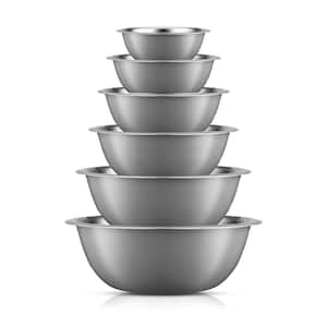 JoyFul 6-Piece Stainless Steel Grey Mixing Bowl Set