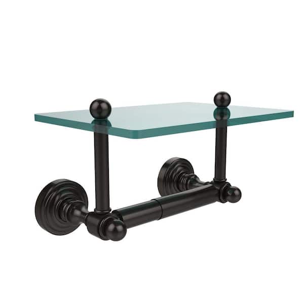 Allied Brass Waverly Place Collection Double Post Toilet Paper Holder with Glass Shelf in Oil Rubbed Bronze