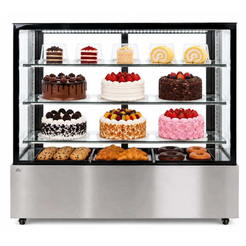 48 in. 18.7 Cu. Ft. Commercial NSF Refrigerated Bakery Refrigerator Showcase 3 Shelf in Stainless Steel