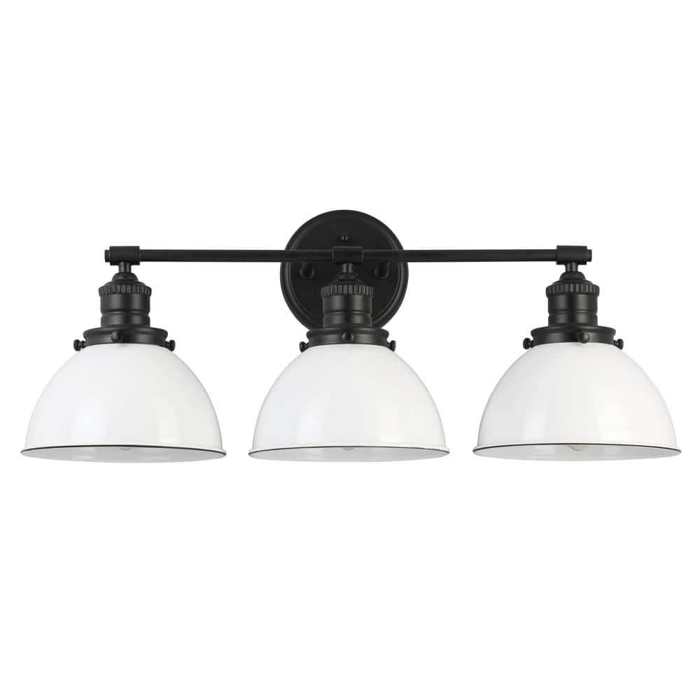 Savannah Farmhouse 3-Light Matte Black Vanity Light with White Shades price history on PriceWatchPro