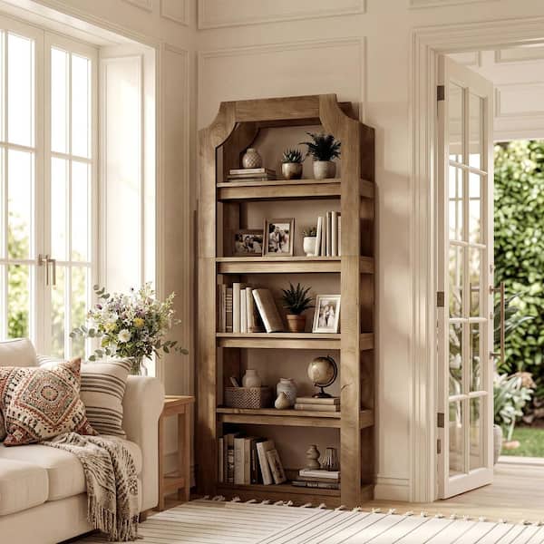 SAUDER 69 in. Vintage Oak Engineered Wood 5-Shelf Bookcase 426421