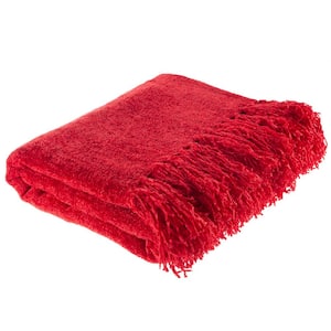 Vineyard Red Oversized Chenille Throw Blanket